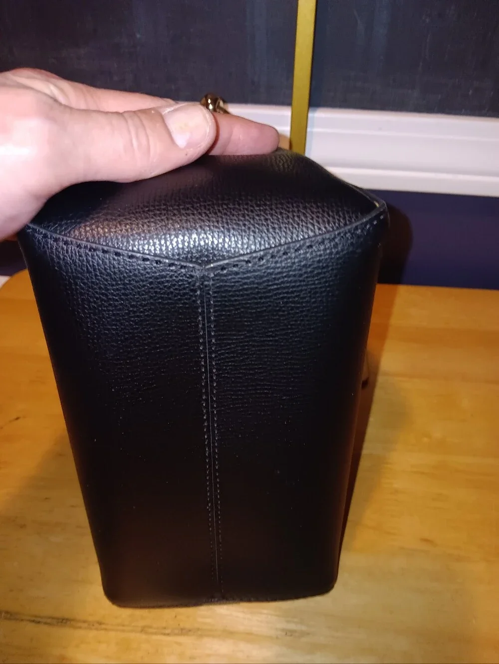 kate spade Black Leather Top-Handle Satchel with Gold Hardware